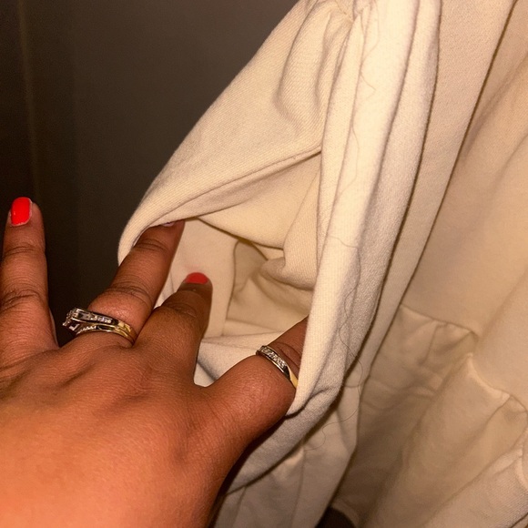 The Native One dress - cream 100% cotton tiered mini dress w/pockets - Picture 7 of 9